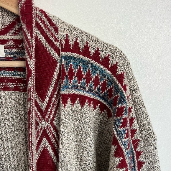 Lucky Brand Red & Blue Southwestern Open Front Cardigan - Picture 2 of 5
